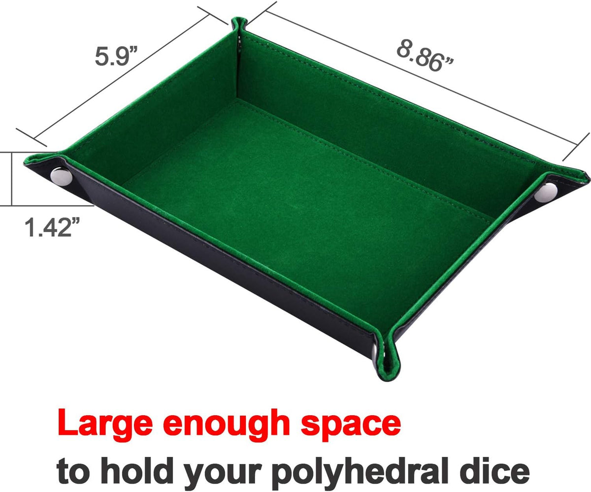 SIQUK Double Sided Dice Tray Folding Rectangle Dice Holder – Fun for Kids & Family - Dark Green - image 3