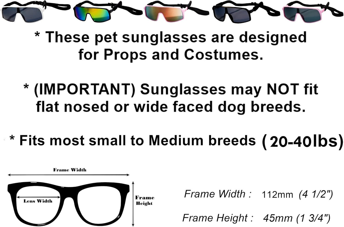 G010 Dog pet Costume Aviator Sunglasses for Medium Breeds – Essentials for Dogs - Sports Turbo Black / uv400 - image 2