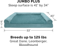Furhaven Cooling Gel Dog Bed for Large Dogs w/ Removable Bolsters & Washable Cover, For Dogs Up to 125 lbs - Plush & Suede Sofa - Deep Pool, Jumbo Plus/XXL