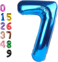Number Balloons Blue 7 Balloon Numbers 40 inch for 7th Birthday - Dark Blue / Number 7