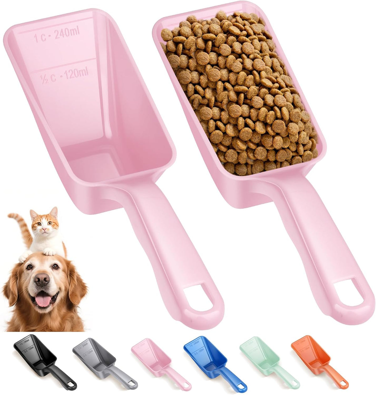 2-Pack Dog Food Scoop 1 Cup - Pink