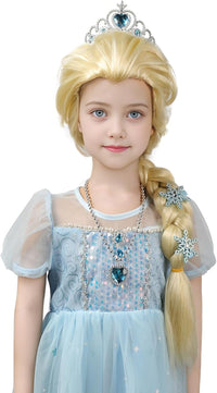 MUPUL kids long black braided wig with bangs for Halloween costumes - view 3