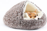 Hooded Donut Dog Bed – Essentials for Dogs - Gradual brown / Large 27.5''