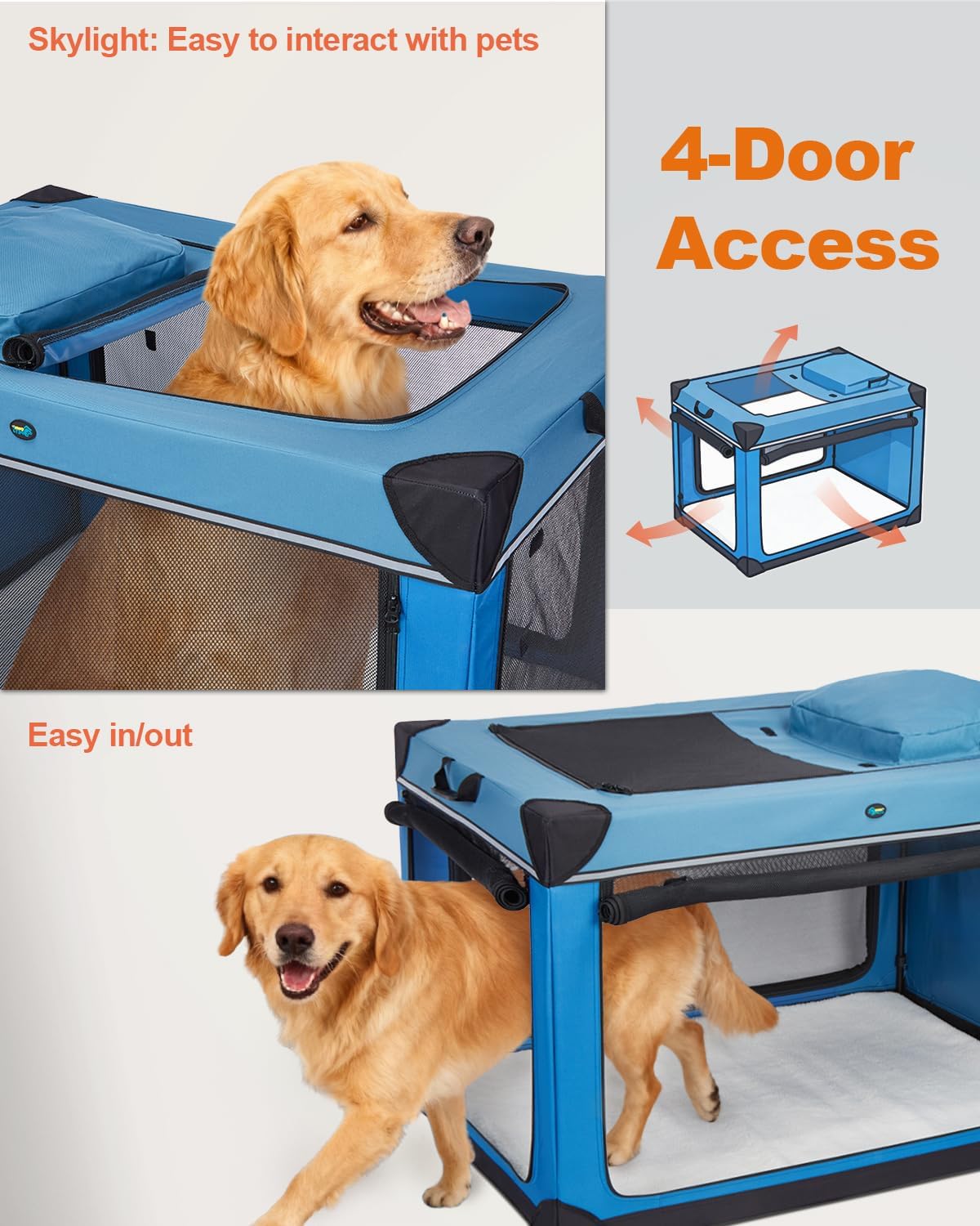 Ownpets Collapsible Dog Crate - Blue / 48.0"L x 31.0"W x 31.0"H - image 4
