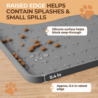 Silicone Pet Food Mat, Extra Large 34x22 Inch - Grey / 16"L x 16"W - image 4
