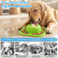 Slow Feeder Dog Bowls & Lick Mat for Liquid and Thick Treat - Medium / Green - image 2
