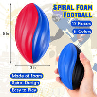 Jerify mini foam footballs for kids, 12 soft 5 inch spiral balls in 6 two-tone colors - view 9