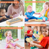 Kaqinu 23 piece wooden musical instruments for kids with xylophone and tambourine - view 3