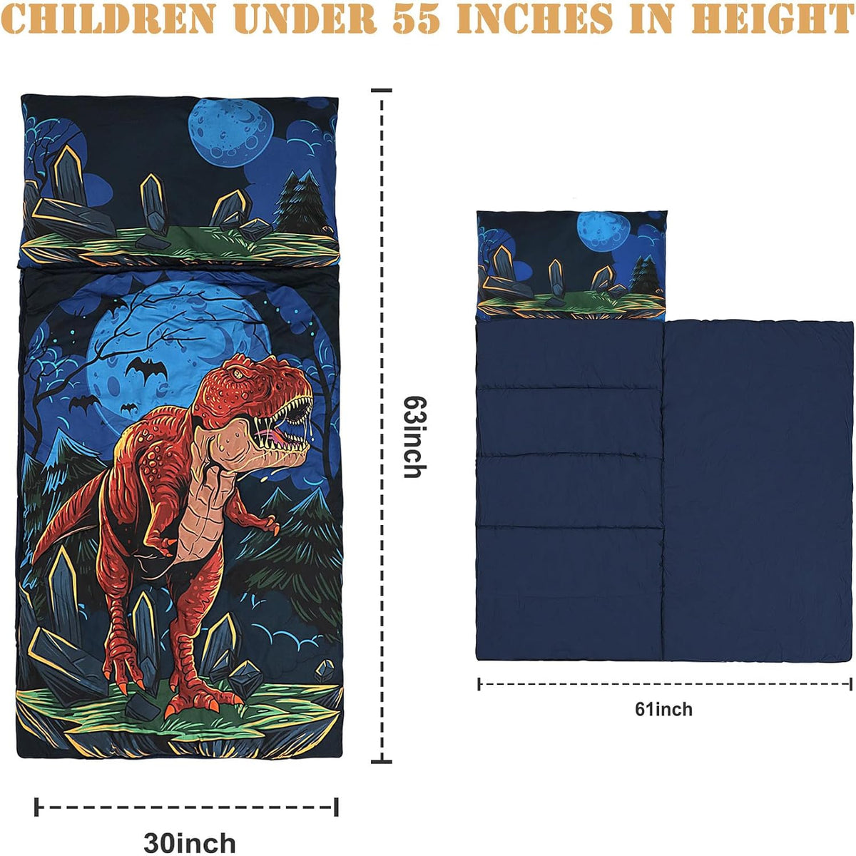 hallo bunny kids sleeping bag with attached pillow, extra-long slumber bag shown in space astronaut  - view 4