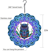 Rooster Metal Wind Spinners - Owl / 12 Inch - image 2