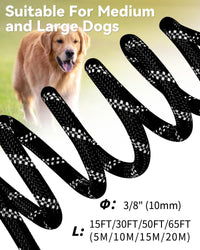 Joytale Long Dog Leash for Yard Tie Out & Recall Training - Black / 50FT - image 4