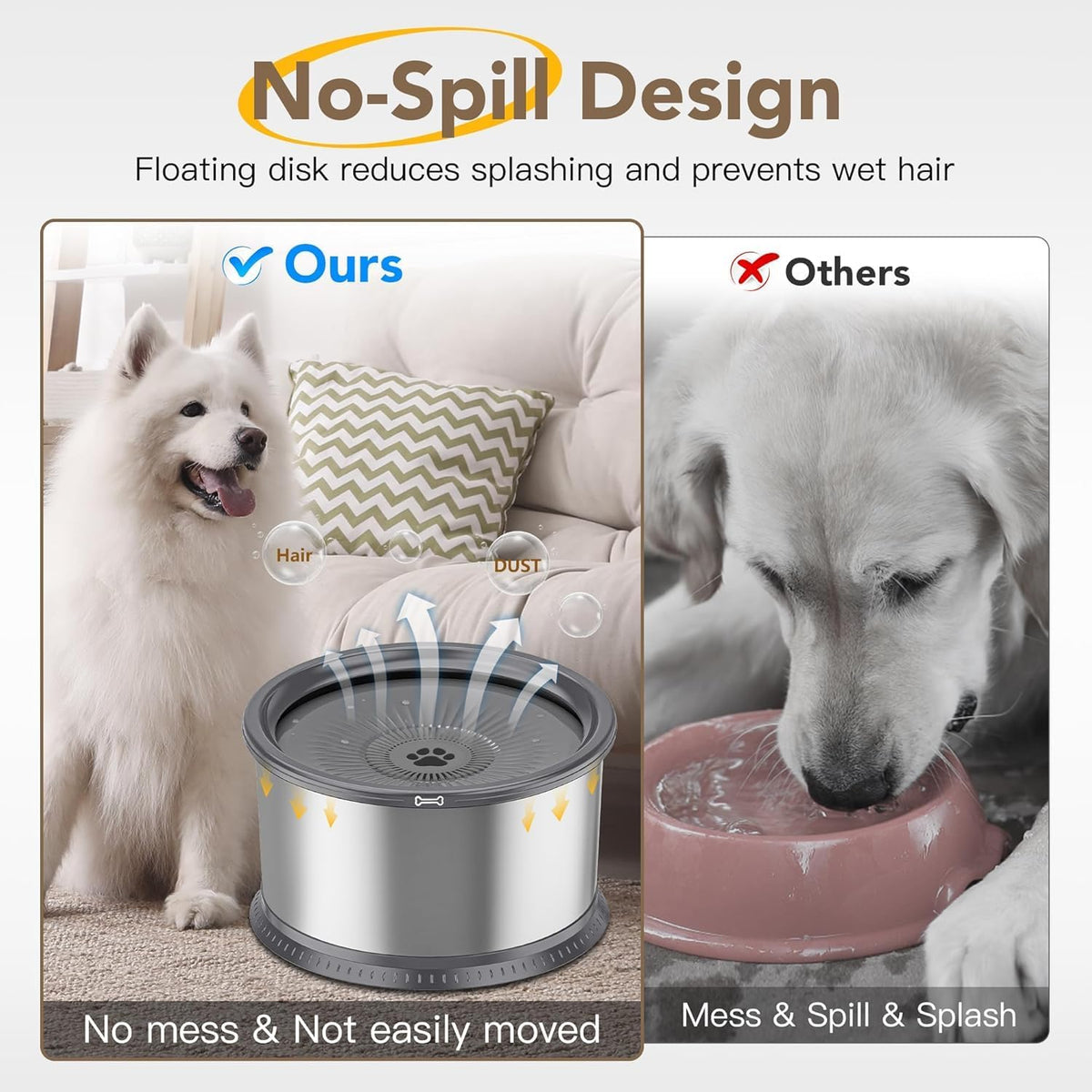 6.5L Stainless Steel Dog Water Bowl - Grey / 2.5L - image 3