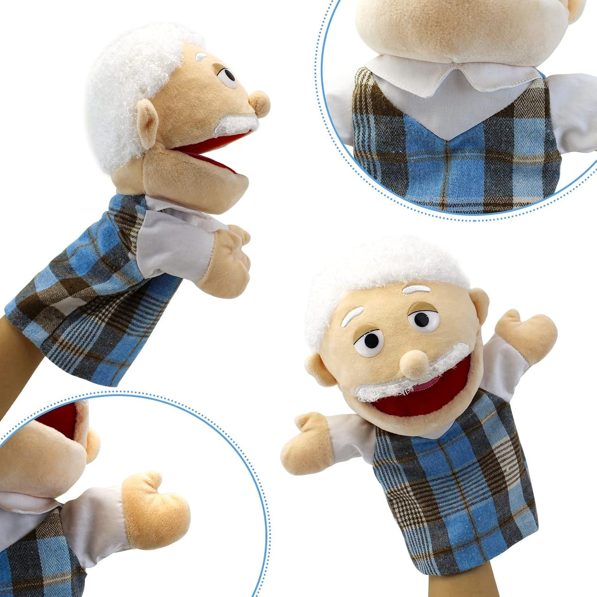 Family Hand Puppets,Puppets for Kids Role Paly Family Members 13.4 INCH Multi-Ethnic Puppets Plush - Big F-gf - image 4