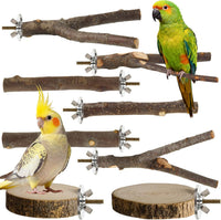 8 Pack Natural Wood Bird Perches for Cage, Wooden Parrot Perch – Essentials for Birds - Medium Size-8 Pack
