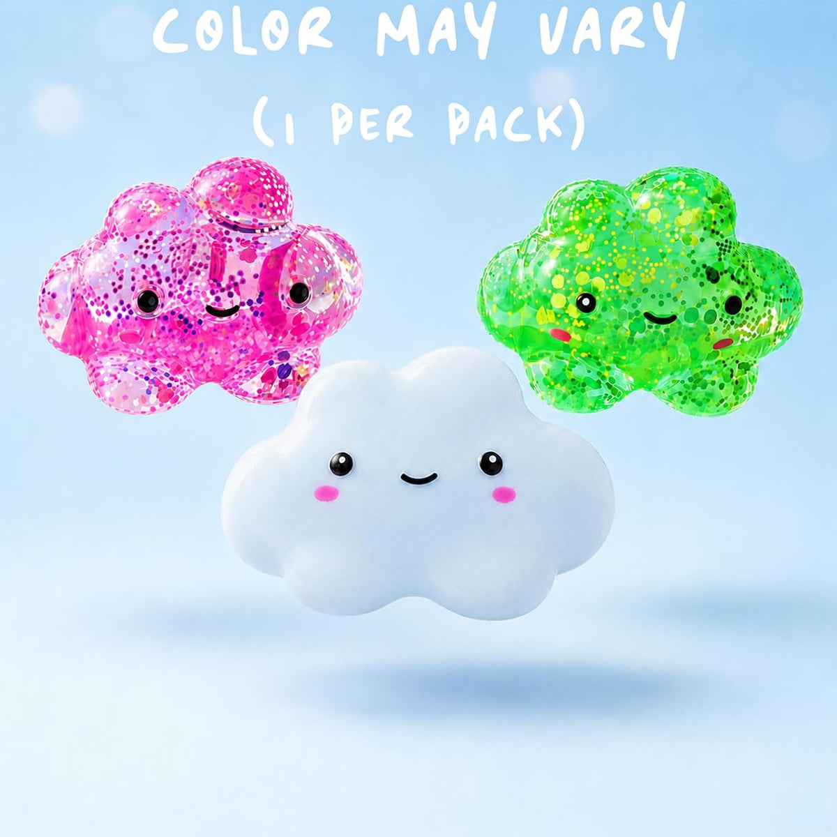 Premium Cloud Squishy Toy, Glow in the Dark Stress Ball - White - image 3