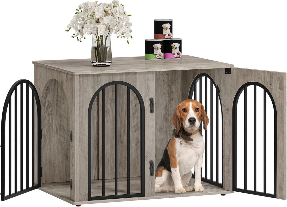 Hzuaneri 31.5 in Dog Crate Furniture - Greige / 31.5"L x 22.0"W x 24.0"H