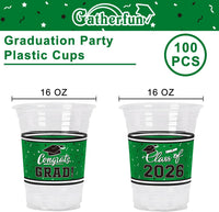 Gatherfun 100 Pcs 16oz Football Plastic Cups - Green - image 2