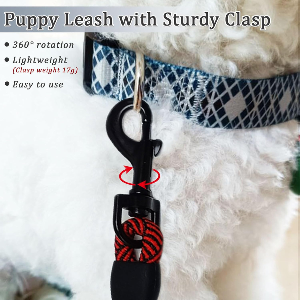 WYuZe 5ft Puppy Leash for Small Dogs Cats - Black Red / 5 FT (3~18 lbs) - image 3