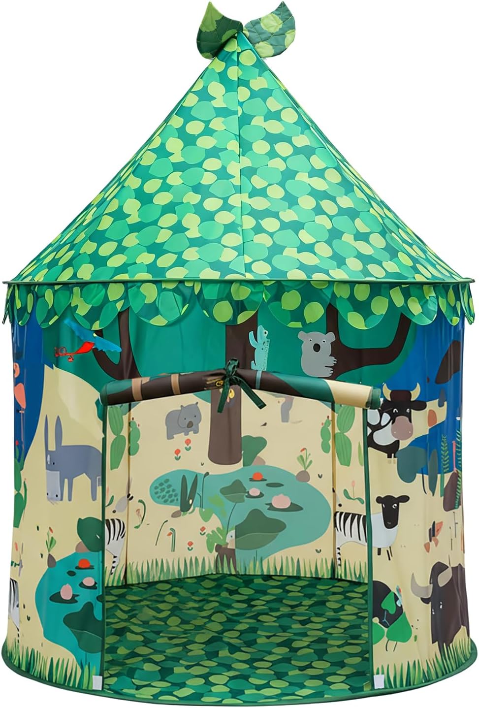 Ryssin dinosaur pop up play tent for kids with mesh windows, set up indoors - view 2