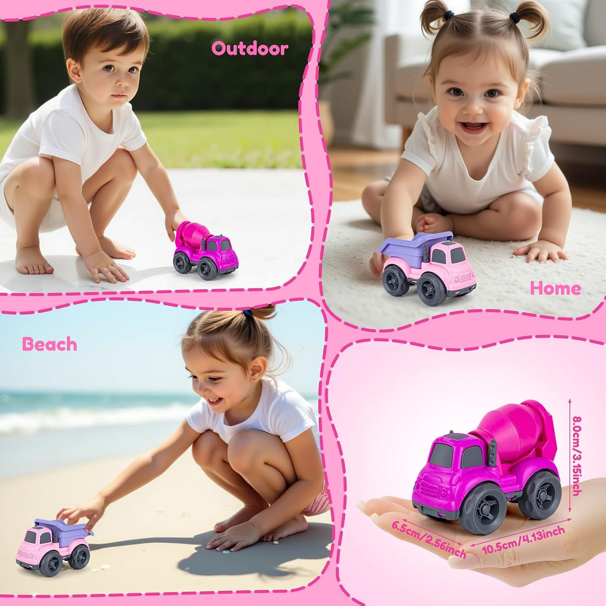 Aigitoy 2 Pack Car Toys for Kids 18M+ - Pink - image 3