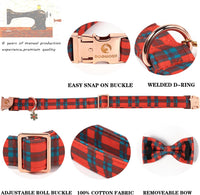 DOGWONG Fall Pumpkin Orange Plaid Dog Collar - B- red plaid / S - image 3