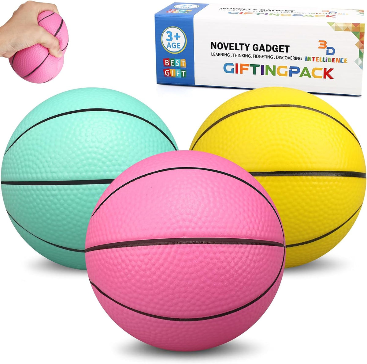 Amarlozn 5" Mini Foam Basketball Set, Ideal for Kids, Toddlers - Pink