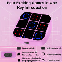 Tic-Tac-Toe Bolt Game, 4-in-1 Handheld Puzzle Games Console, Electronic Tic-Tac-Toe Game - Pink / M(Classic) - image 2