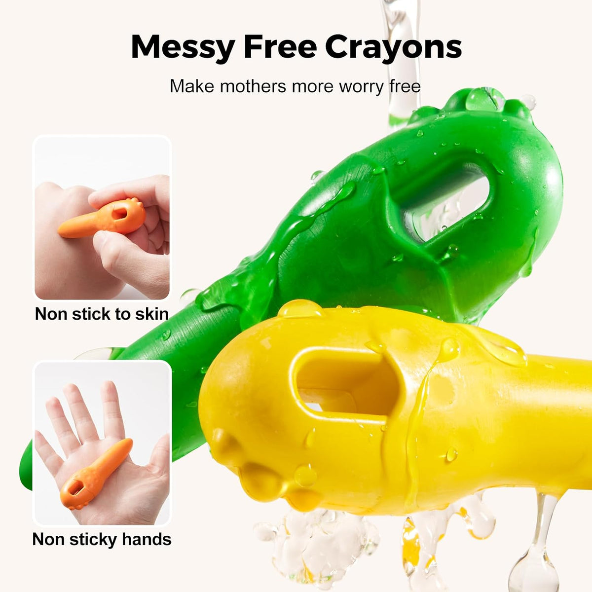 Mess Free Beeswax Crayons for Toddlers, Washable Jumbo Crayons - 24 Colors - image 2