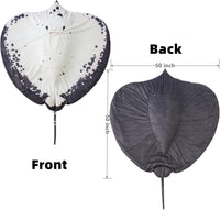 Furvana manta ray stuffed animal plush blanket with embroidered eyes and mouth pocket - view 2