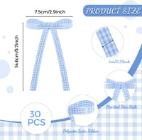 30 Pack Bow Cake Toppers Black Ribbon Bows for Cake Halloween Party - Blue Plaid - image 2