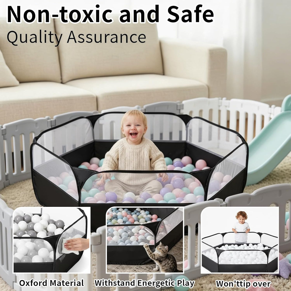 TRENDPLAY foldable pop up ball pit play tent for toddlers with storage bag - view 11
