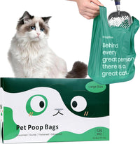 125 Count Cat Poop Bags with Handles - Unscented / 125 Count / Large-17.7"x11.8"