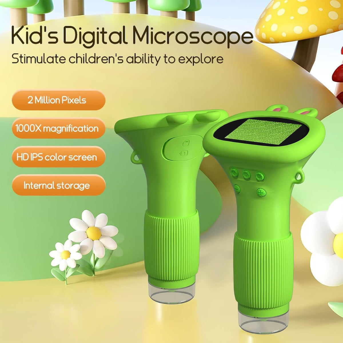 WINWEND Kids Microscope Pocket Microscope 1000X Portable Microscope - Green - image 2