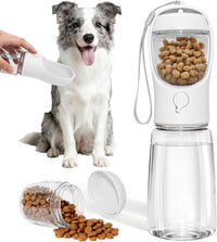 Portable Dog Water Bottle with Food Container - White / 19oz