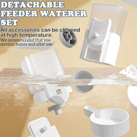 kathson Rabbit Gravity Auto Feeder Set 35oz Hanging Automatic Food Water Dispenser Cage Automatic Feeder Set for Rabbit Chinchilla Guinea Pig Hedgehog Ferret Kitty Puppy (Grey)
