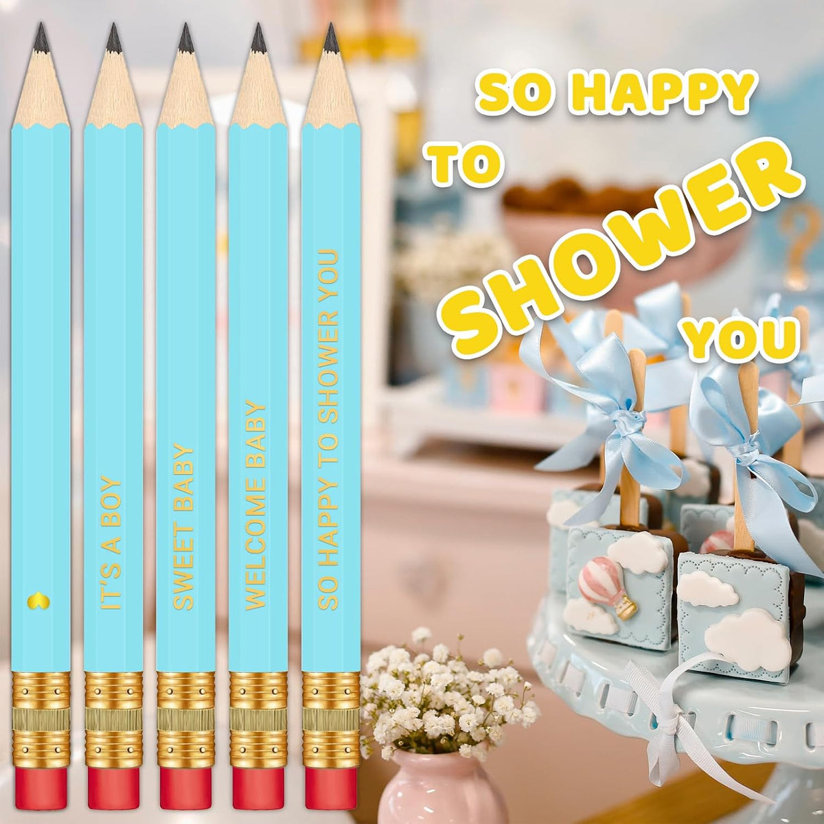 Baby Shower Pencils for Party Games, Neutral - Blue - It's a Boy - image 4