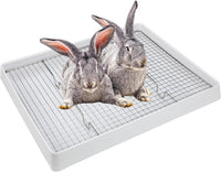 FHTONGE Extra Large Rabbit Litter Box Training Tray with Large Steel - 22x18x3"(58x46x9cm) / 0.6" Stee Grids + 0.4" PP Grids