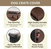 Dog Crate Cover Heavy Duty Oxford Fabric for 36-Inch Wire Crates – Essentials for Dogs - Brown / 42.0"L x 28.0"W x 30.0"H - image 3