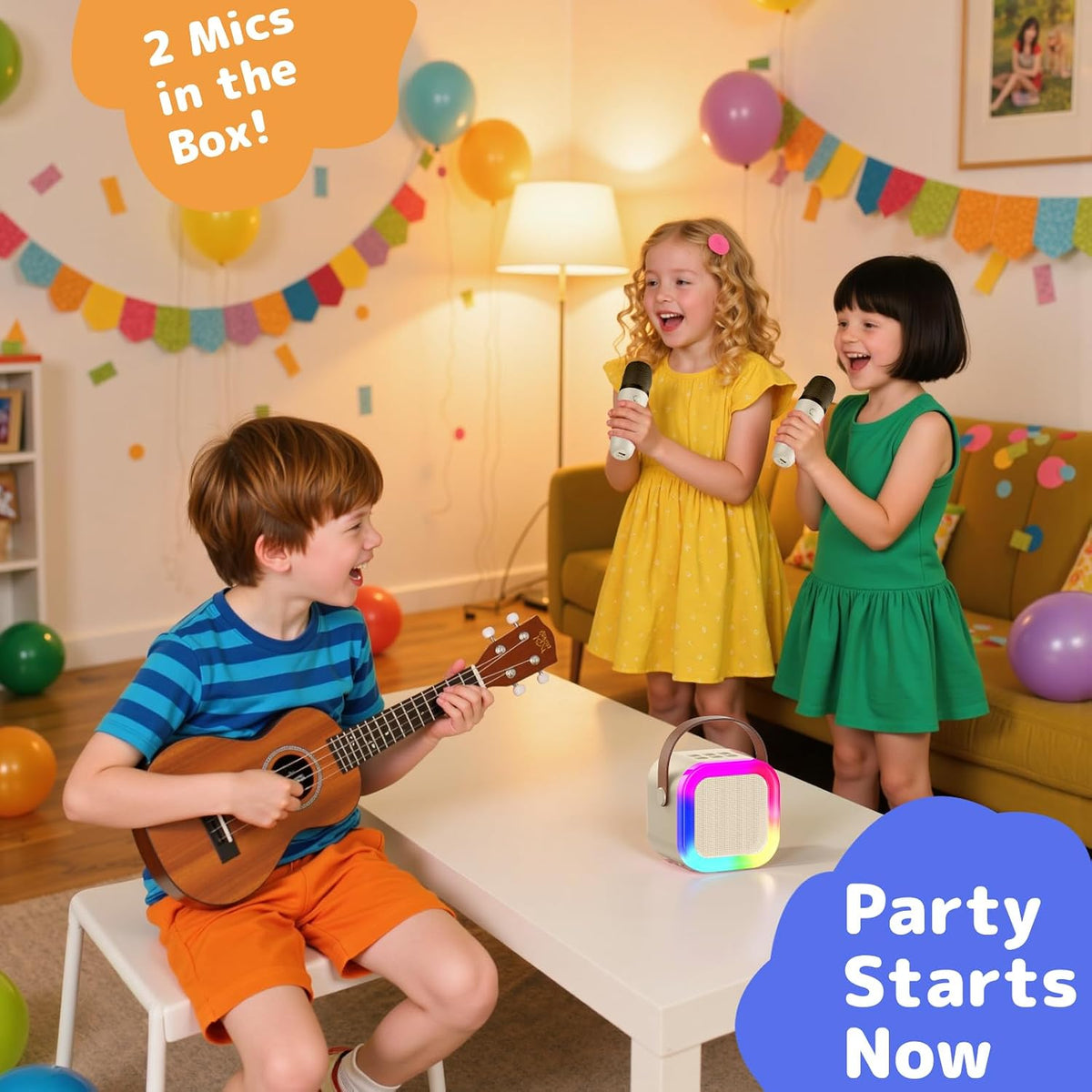 Karaoke Machine for Kids Adults - Beige - image 2