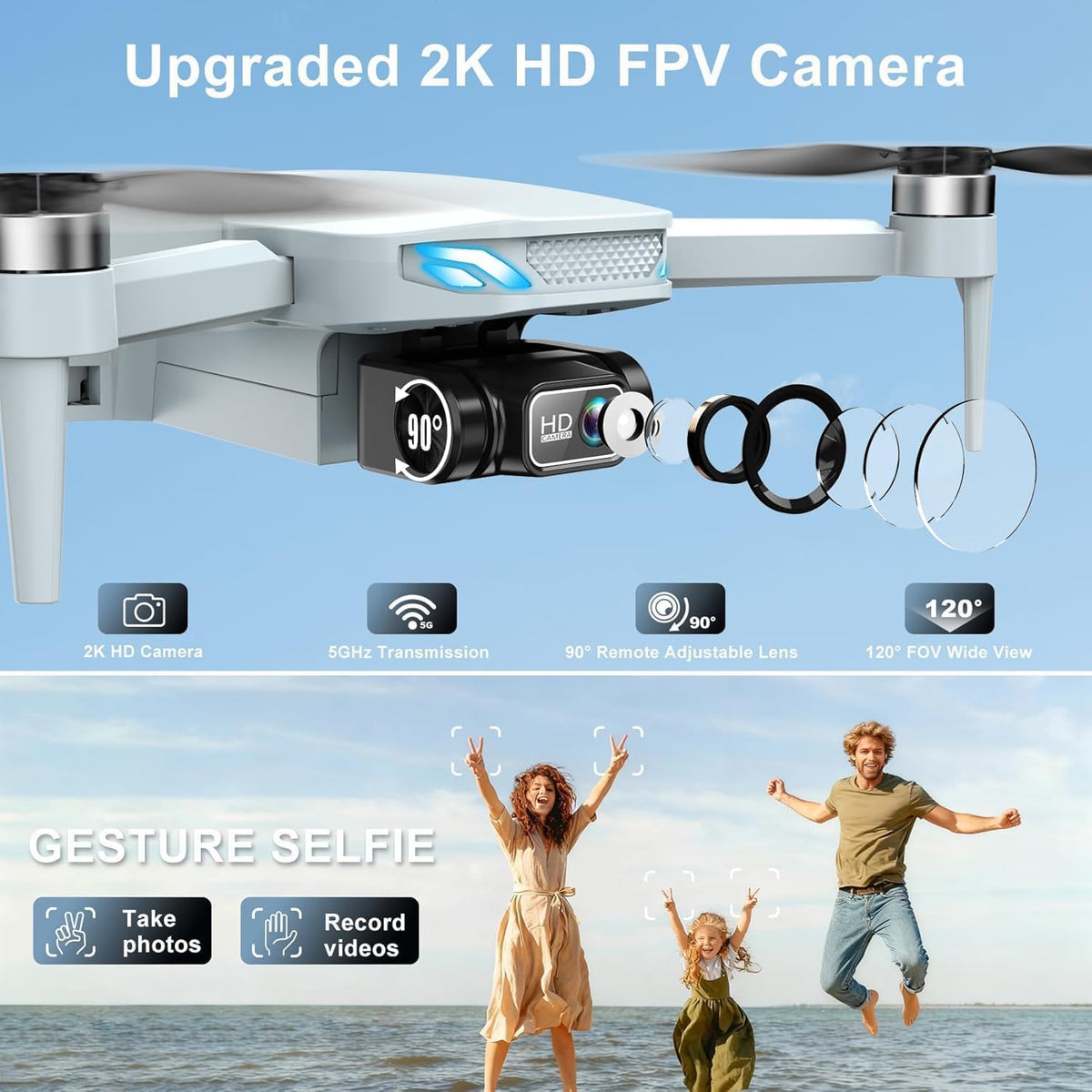 BLINORY X60 foldable 2K camera drone for beginners in black with carrying case - view 3