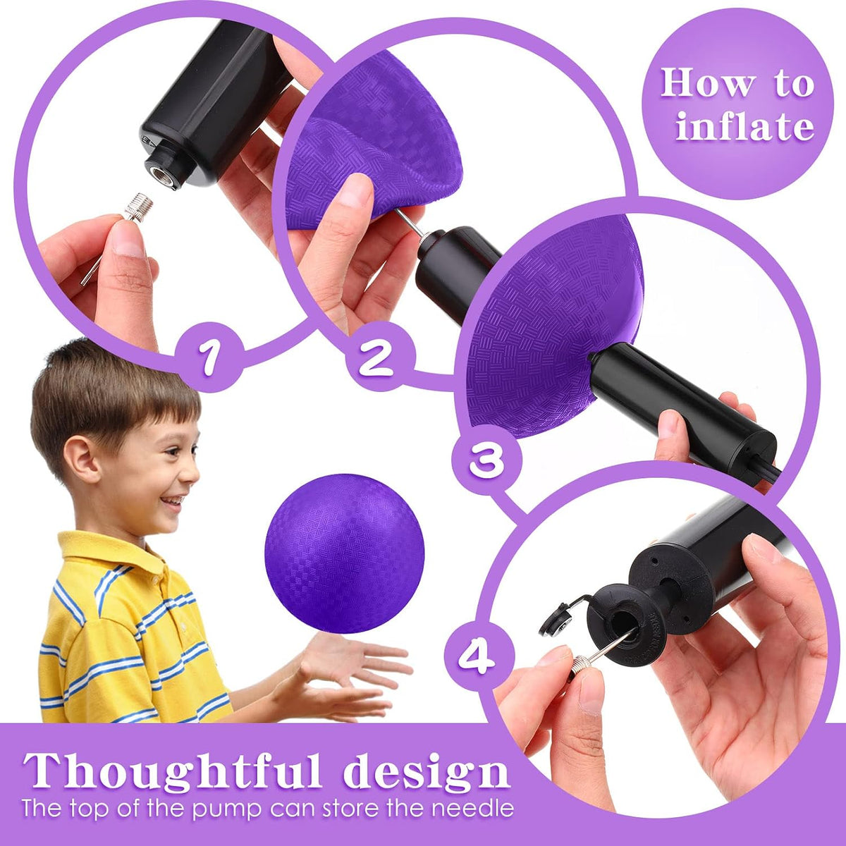 Yunsailing bulk dodgeballs, 24 6 inch playground balls with air pump - view 10