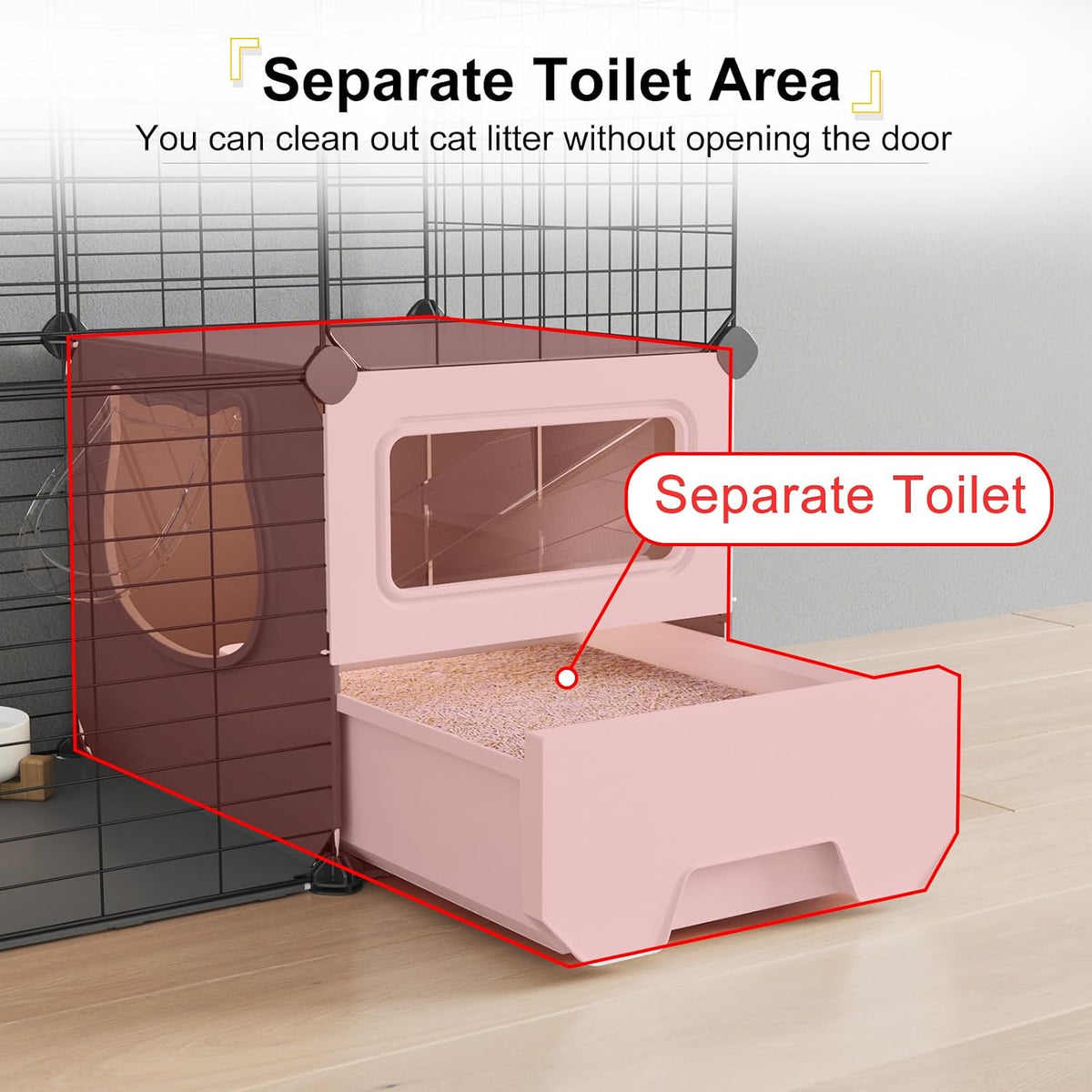 Cat Cage Indoor with Litter Box 3-Tier DIY Cat Playpen Detachable - 28.6"L x 17.8"W x 55.1"H - image 4