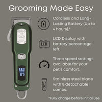 Cat Clippers for Matted Hair - Matted Cat Fur Remover - Low Noise Grooming Trimmer & Shaver | Pet Clippers for Long Hair Cats | Professional Pet Shaver with Detachable Guards