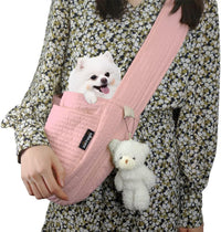 NATUYA Small Dog Cat Carrier Sling - Pink / Canvas-Adjustable Strap
