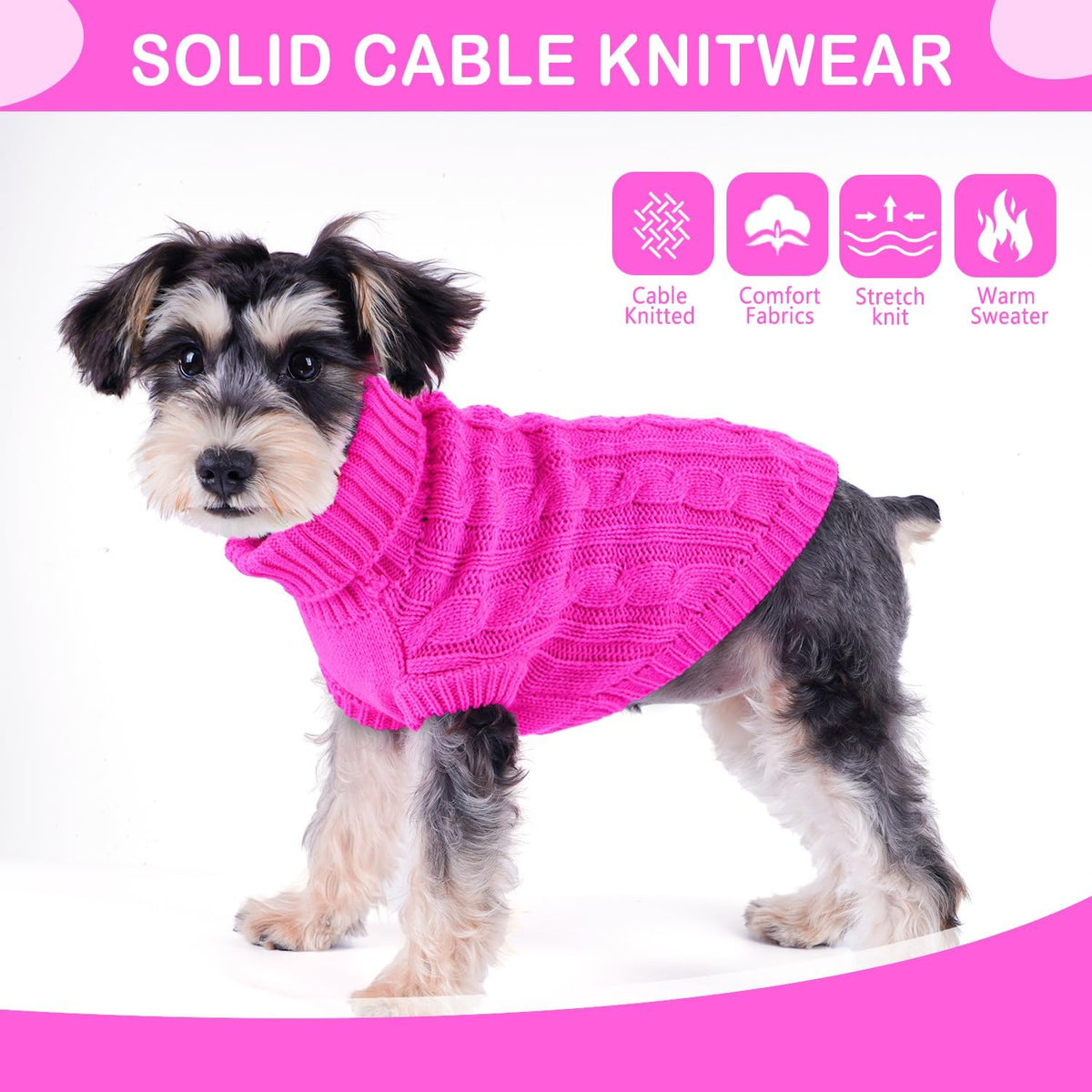 Puppishy knit turtleneck sweater for small dogs with heart and twist pattern - view 2