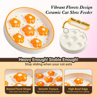 Ceramic Slow Feeder Cat Bowl, 6.3" Whisker Friendly Anti-Vomit - Orange - image 4