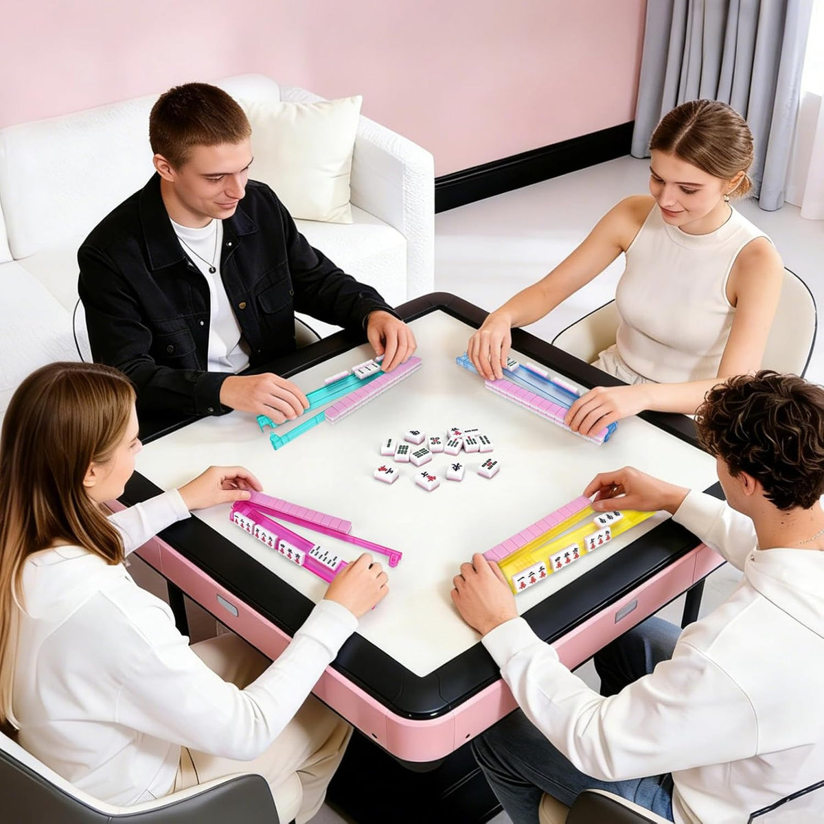Premium Clear Mahjong Racks with Pushers - Green - image 4