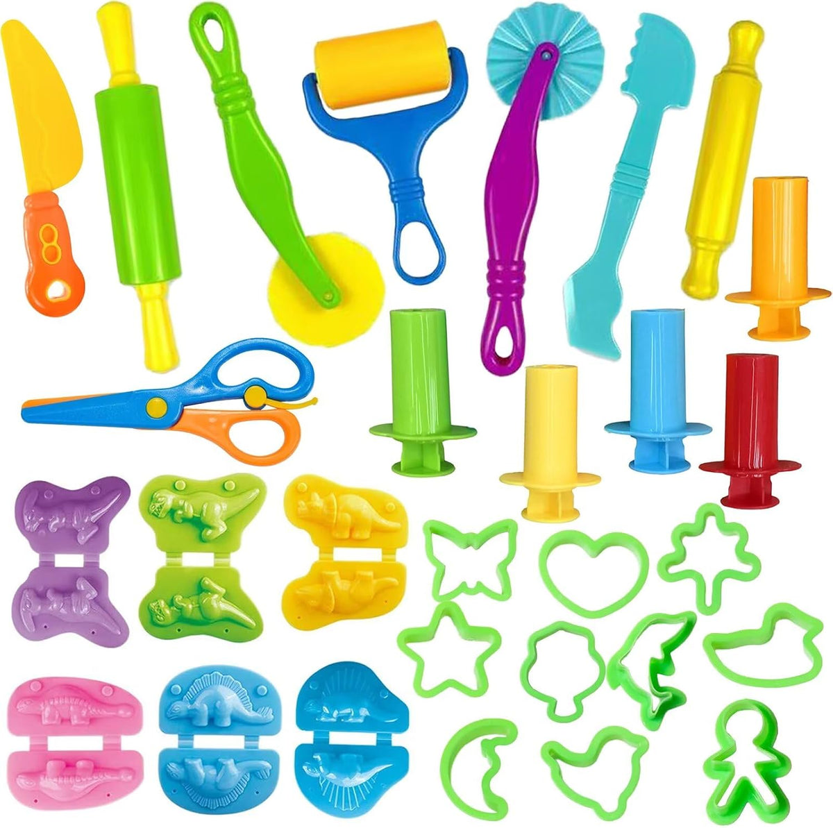 Unleash Creativity with 6 Unique Dino Molds Dough Toys Dough - 23pcs+Dinosaur