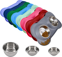Dog Bowls 2 Stainless Steel Bowl for Pet Water and Food Feeder - 6½ oz ea / Gray