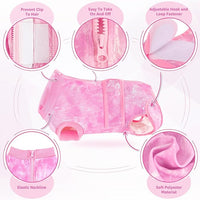 Lukovee Recovery Suit for Dogs, Zipper On Recovery Suit for Female Male Dog, Onesie Abdominal Wounds Cone E-Collar Alternative Prevent Licking Spay Recovery Suit (X-Small, Pink Tie-dye)